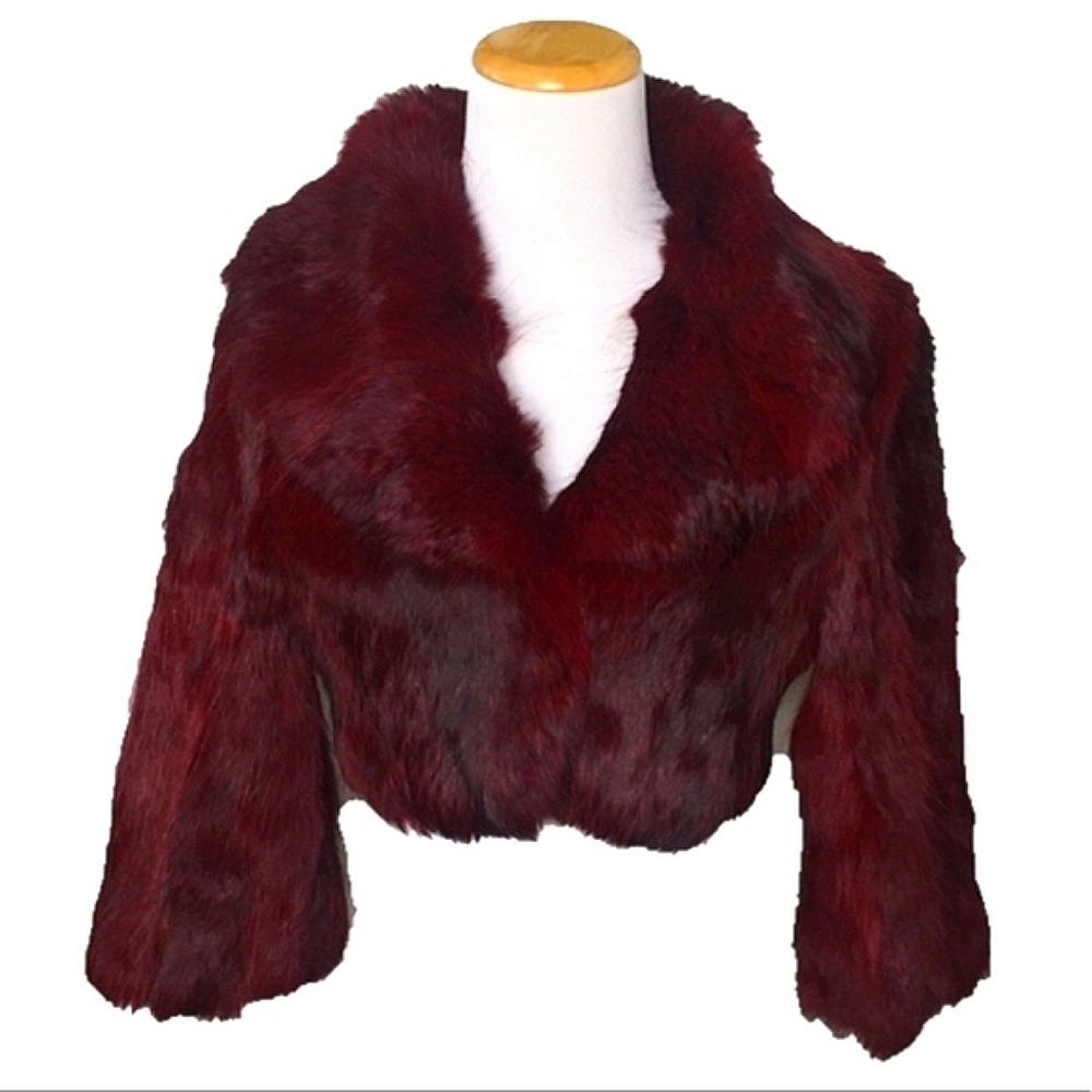Bebe Cropped Rabbit Fur Jacket